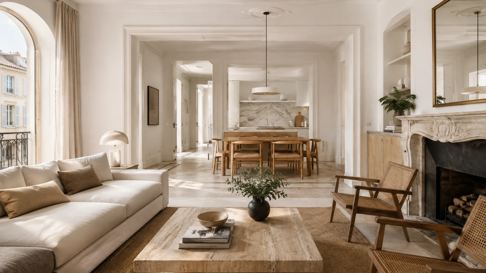 Intérieur rénové contemporain, illustration d'ambiance à titre indicatif